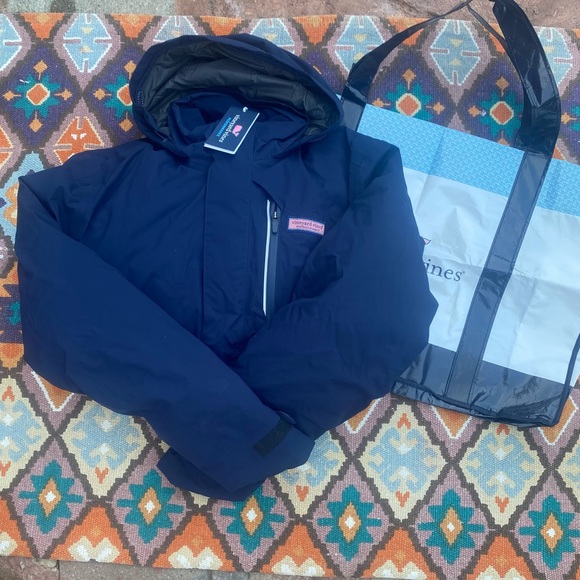 NWT Men’s Vineyard Vines NOR’EASTER Down Jacket Full Zip Jet Blue Size SM $295 - Picture 2 of 14